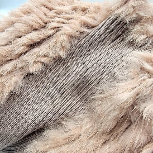 Love Taken 100%  Rabbit fur  Long vest With Textured Knit Sides  Size M - Picture 12 of 16